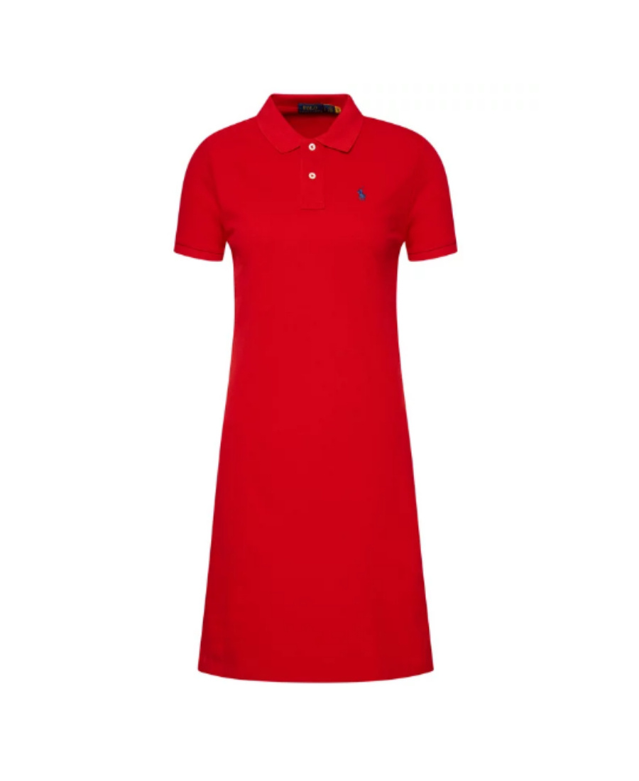 Polo Ralph Lauren Logo Embroidered Polo Neck Dress In Red