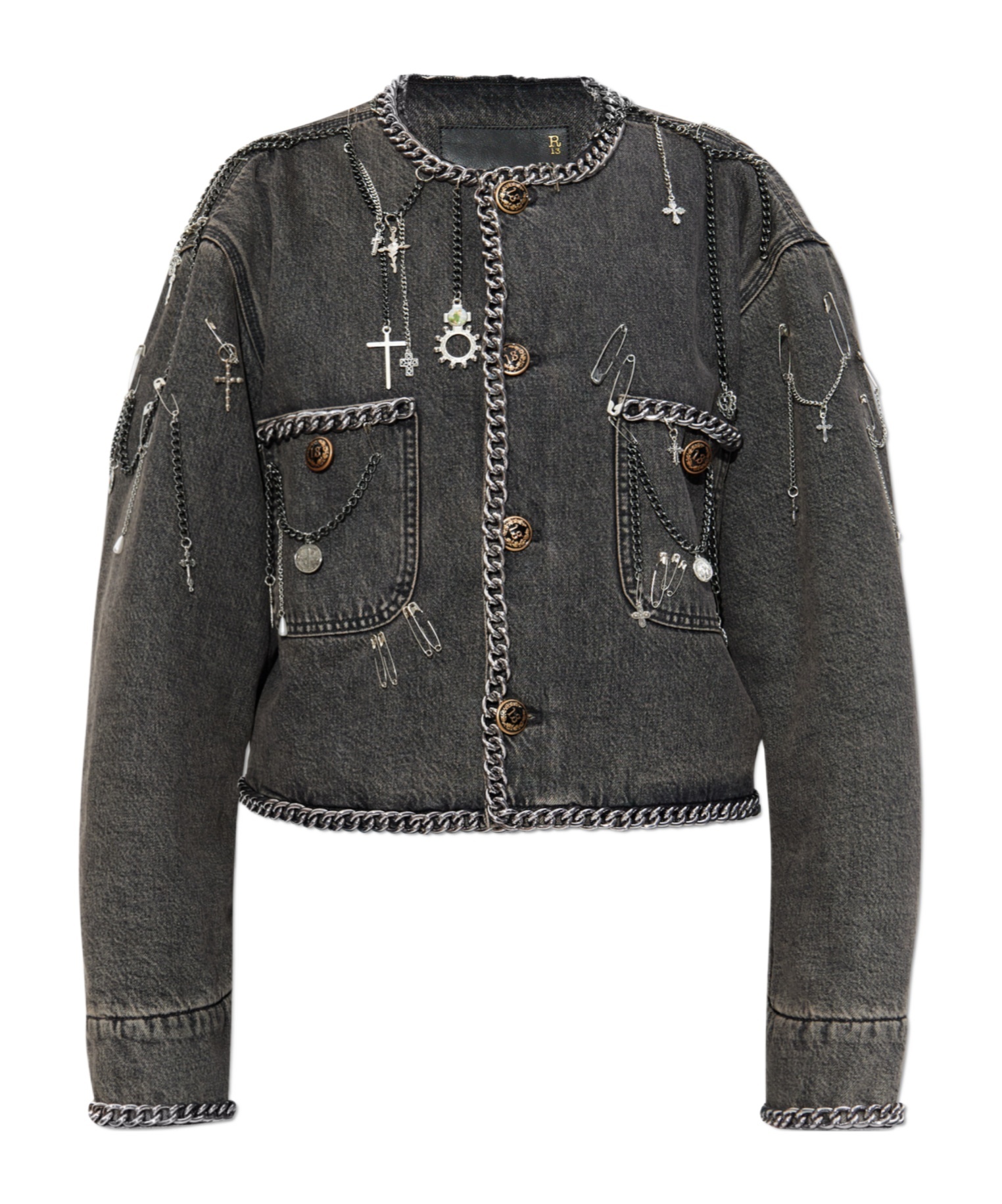 R13 Long Sleeve Denim Jacket In Gray