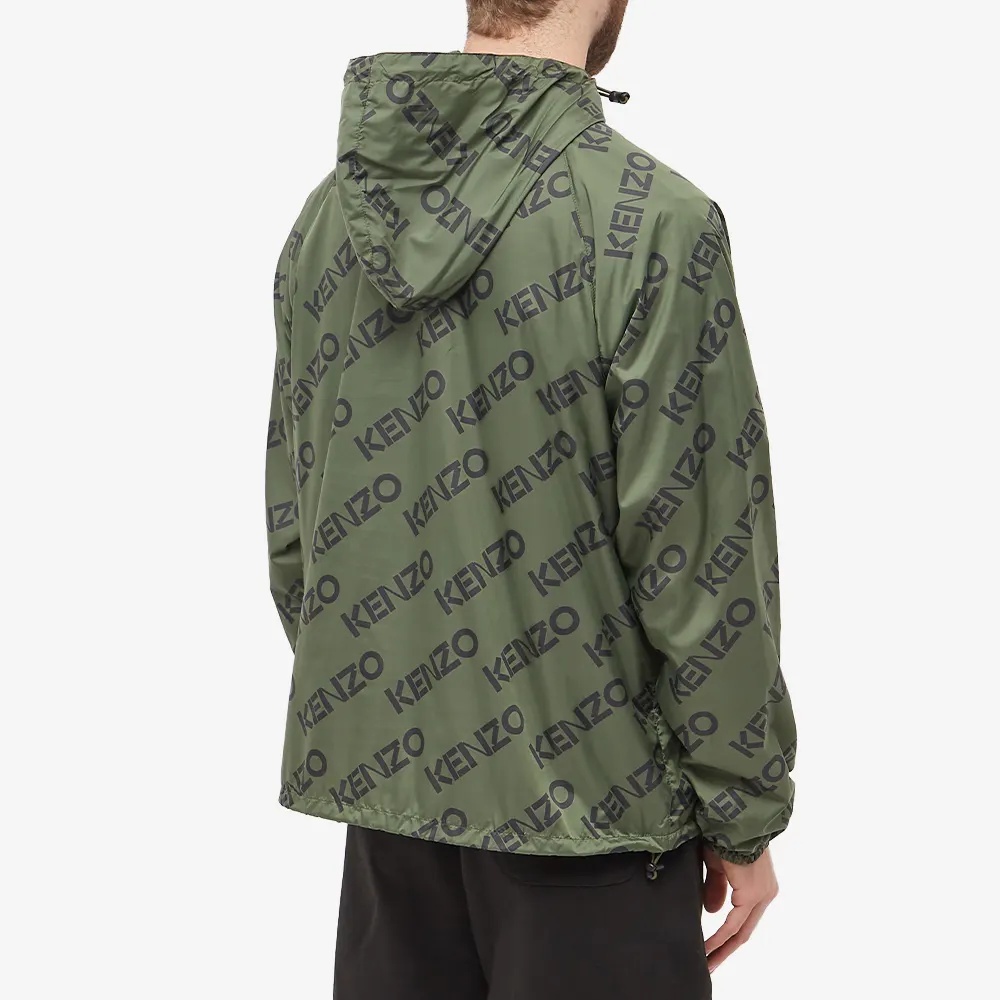 Kenzo Initials Hooded Jacket Drawstring Hem In Green