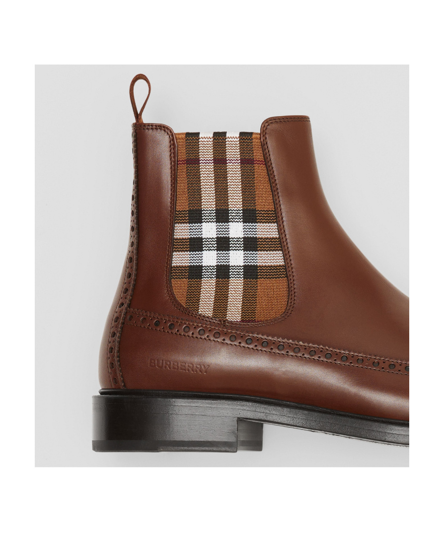 Shop Burberry Vintage Check Chelsea Boots In Brown