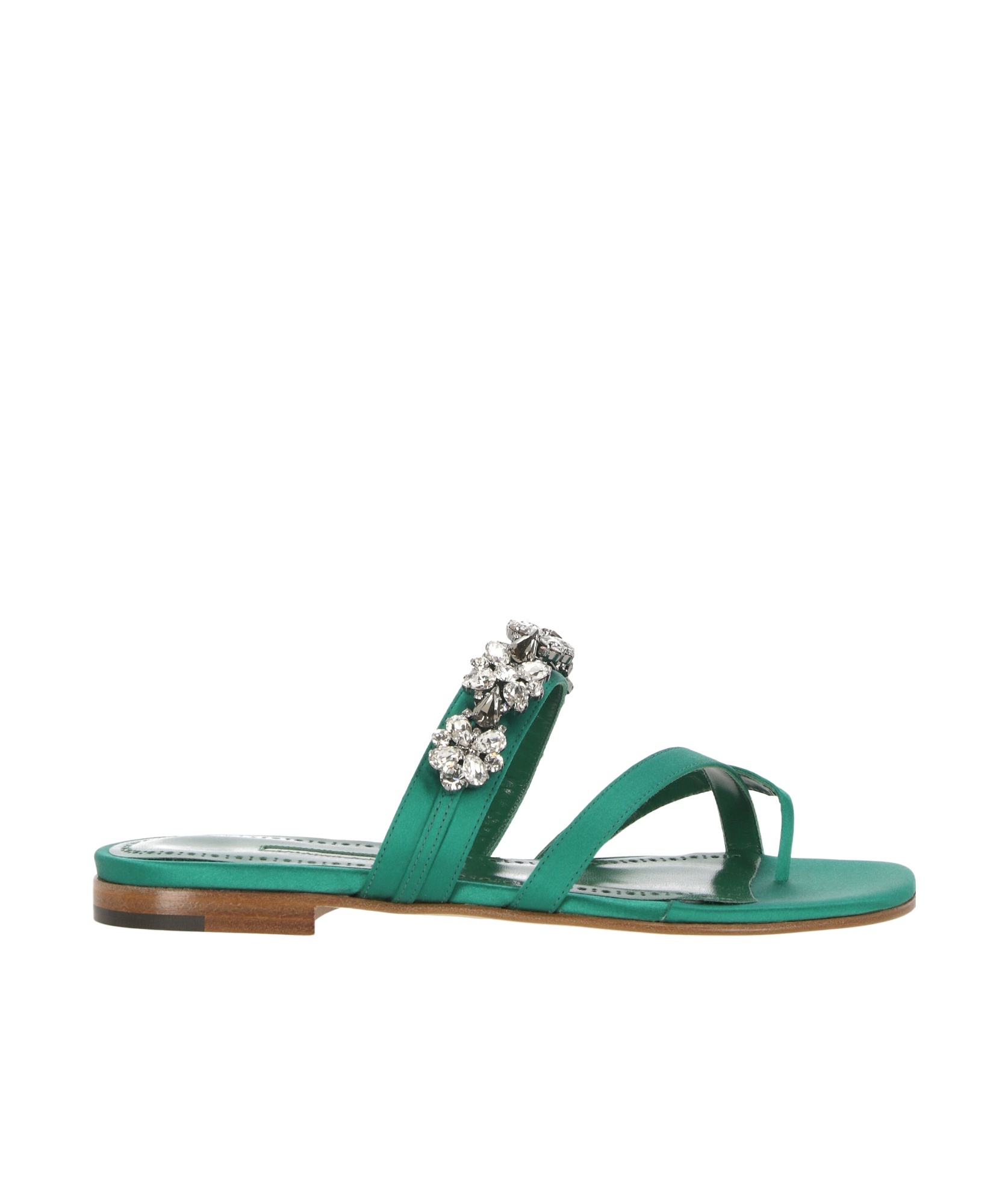 Manolo Blahnik Embellished Slide Sandals In Green