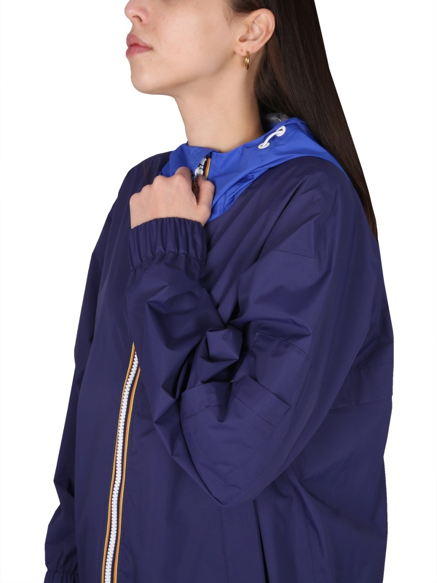 K-way Hooded Zipper Casual Jacket In Blue