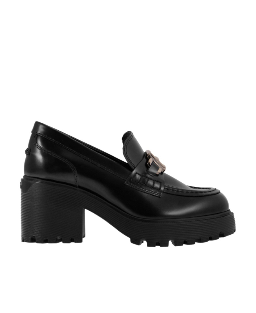 Hogan 70mm Logo-plaque Leather Loafers In Black