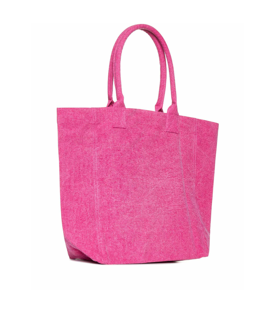 Isabel Marant Women Small Yenky Bag In Faded-effect Cotton With Logo In Pink