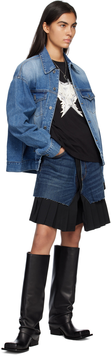 We11 Done Graphic-print Denim Jacket In Blue