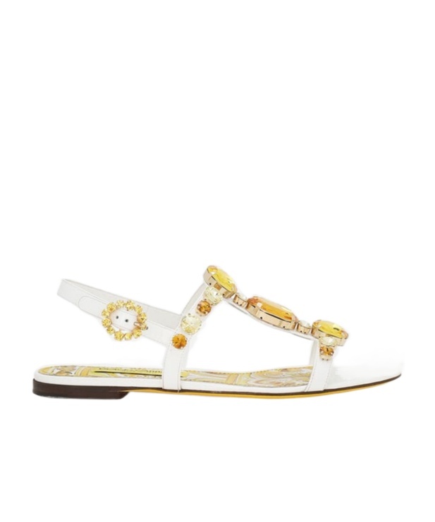 Shop Dolce & Gabbana Bianca Leather Sandals In White