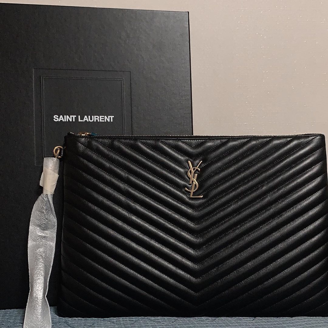 SAINT LAURENT MONOGRAM QUILTED DOCUMENT HOLDER