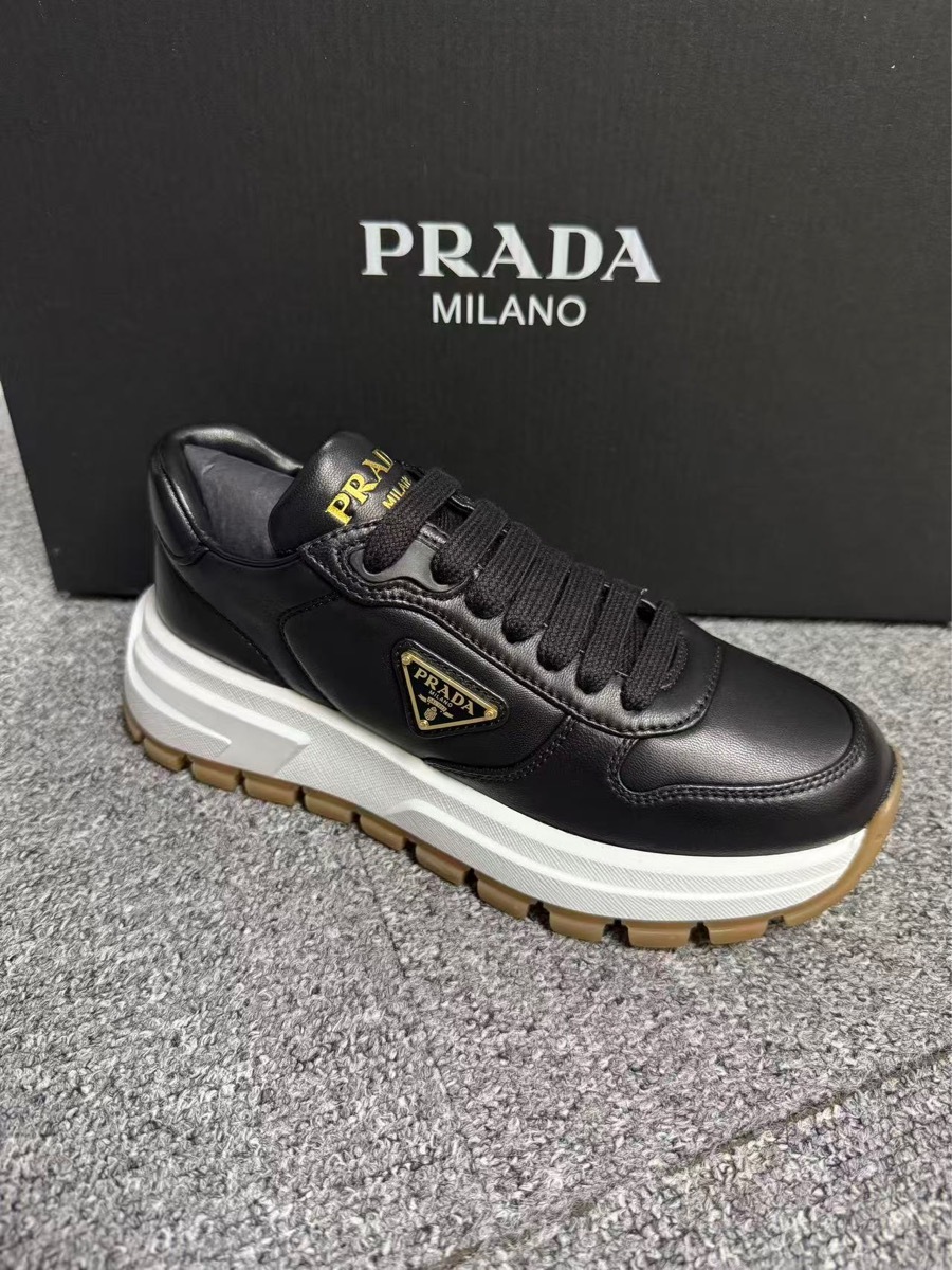 Prada Lace-up Sneakers In Black