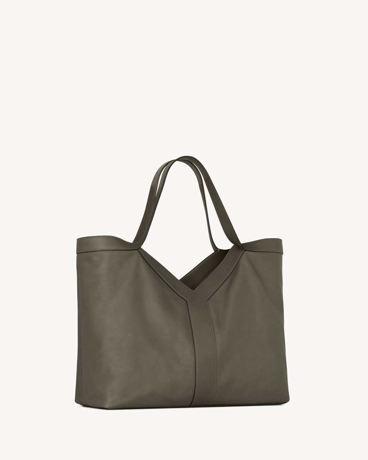 Saint Laurent Y Giant Tote In Smooth Leather In Green
