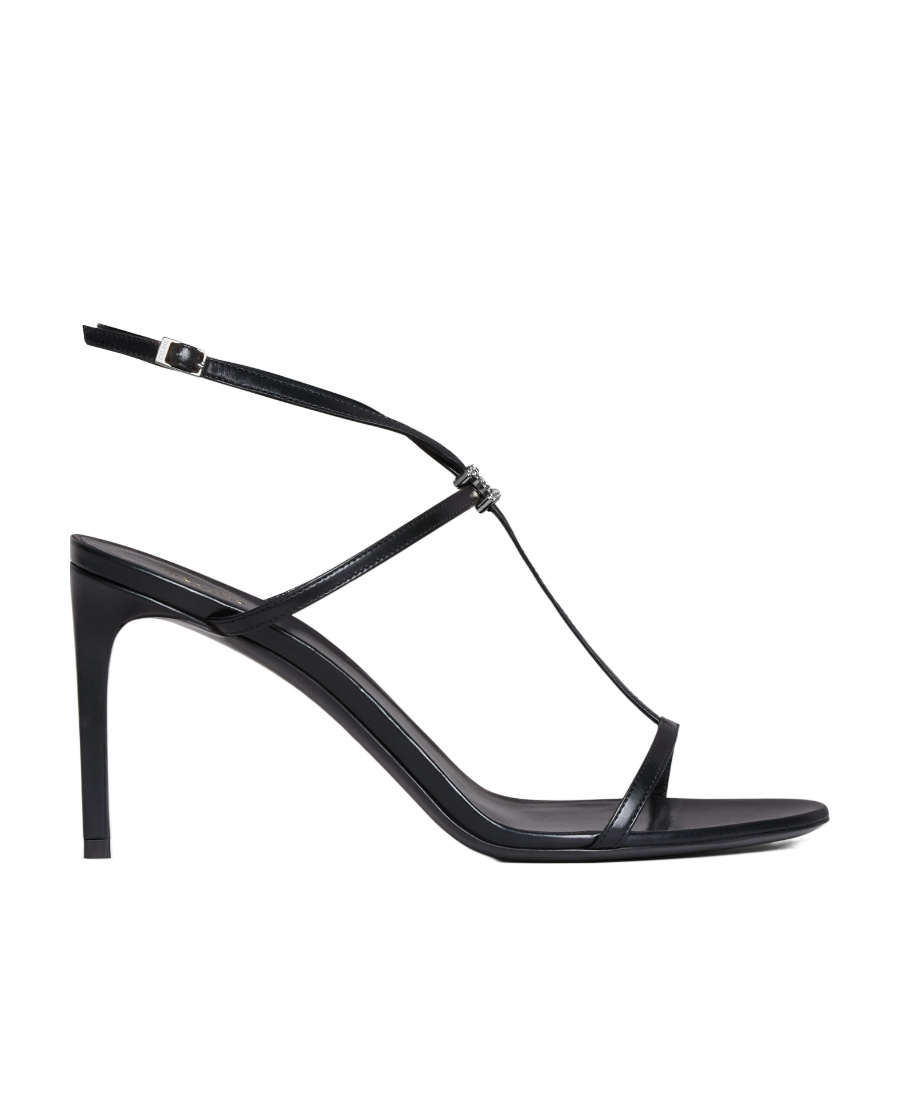 Celine T-bar Triomphe High-heeled Sandals In Black