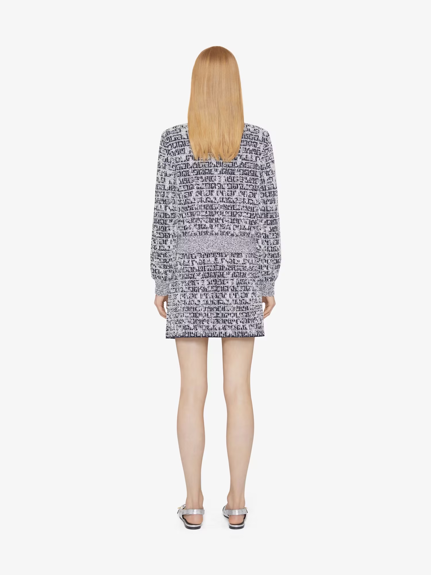 Givenchy Cardigan In 4g Tweed With 4g Detail In Blue