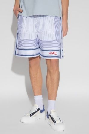Alexander Mcqueen Striped Bermuda Shorts In Blue