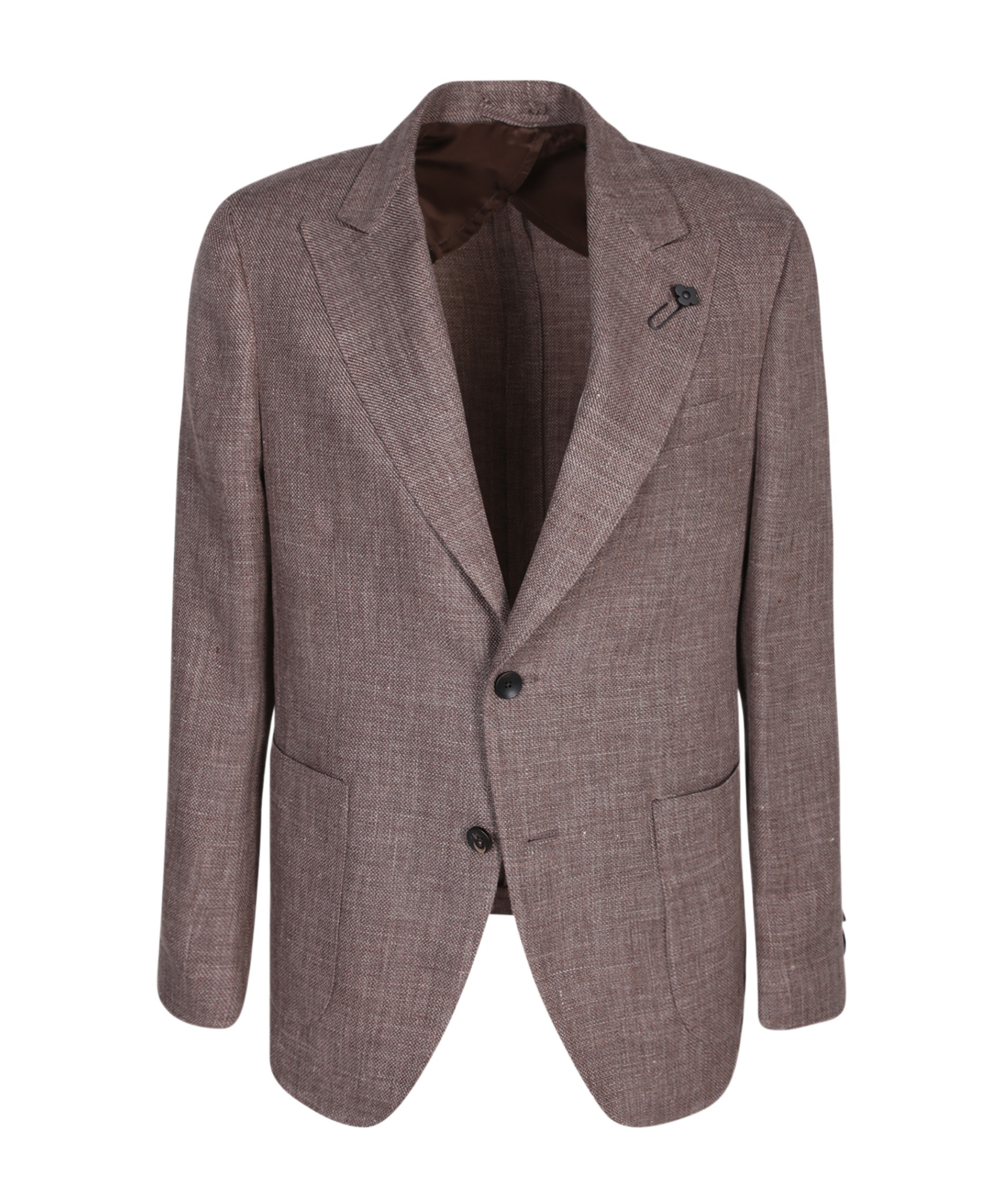 Shop Lardini Single-breasted Linen Blend Blazer In Gray