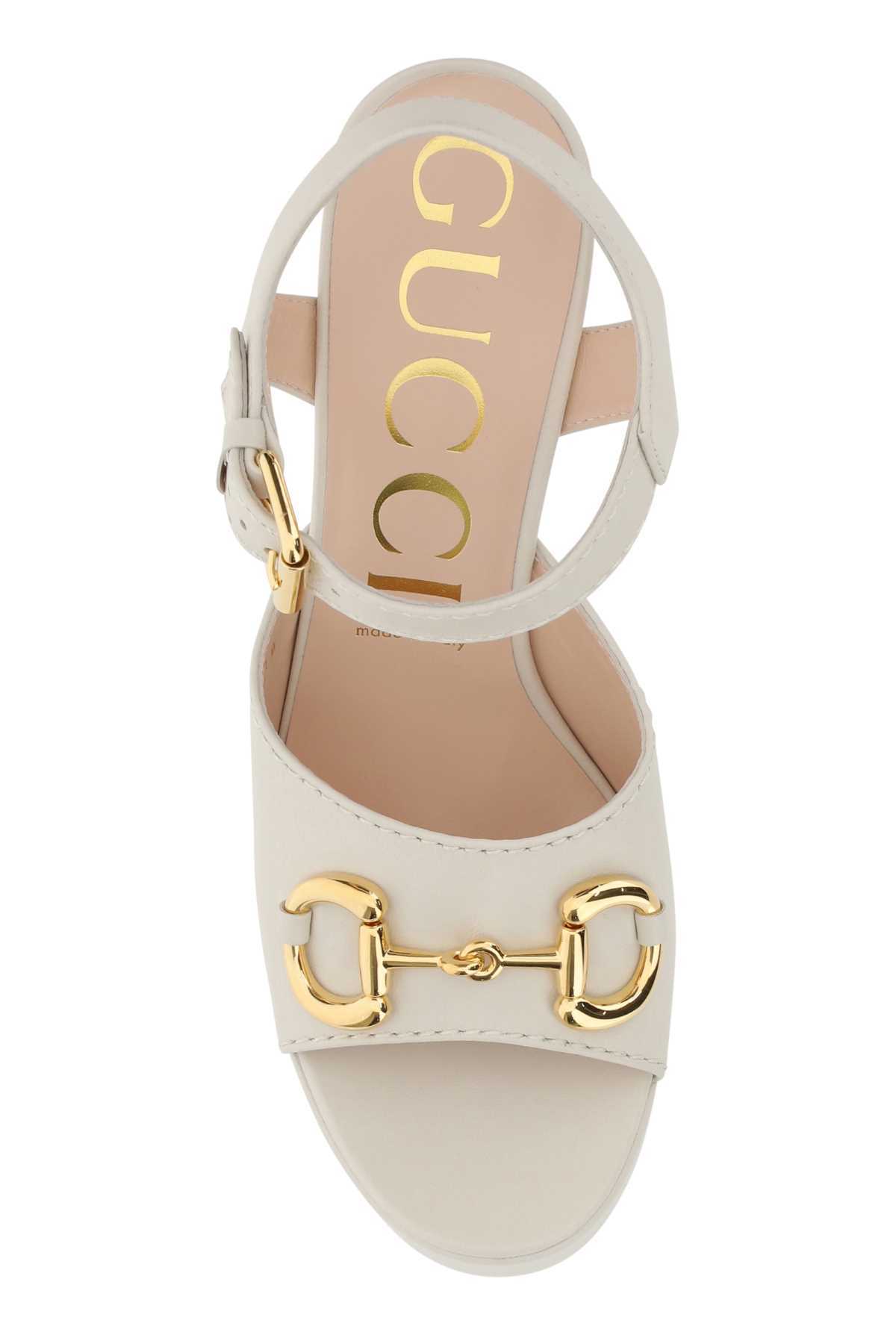 Gucci Horsebit Detail Platform Sandals In White