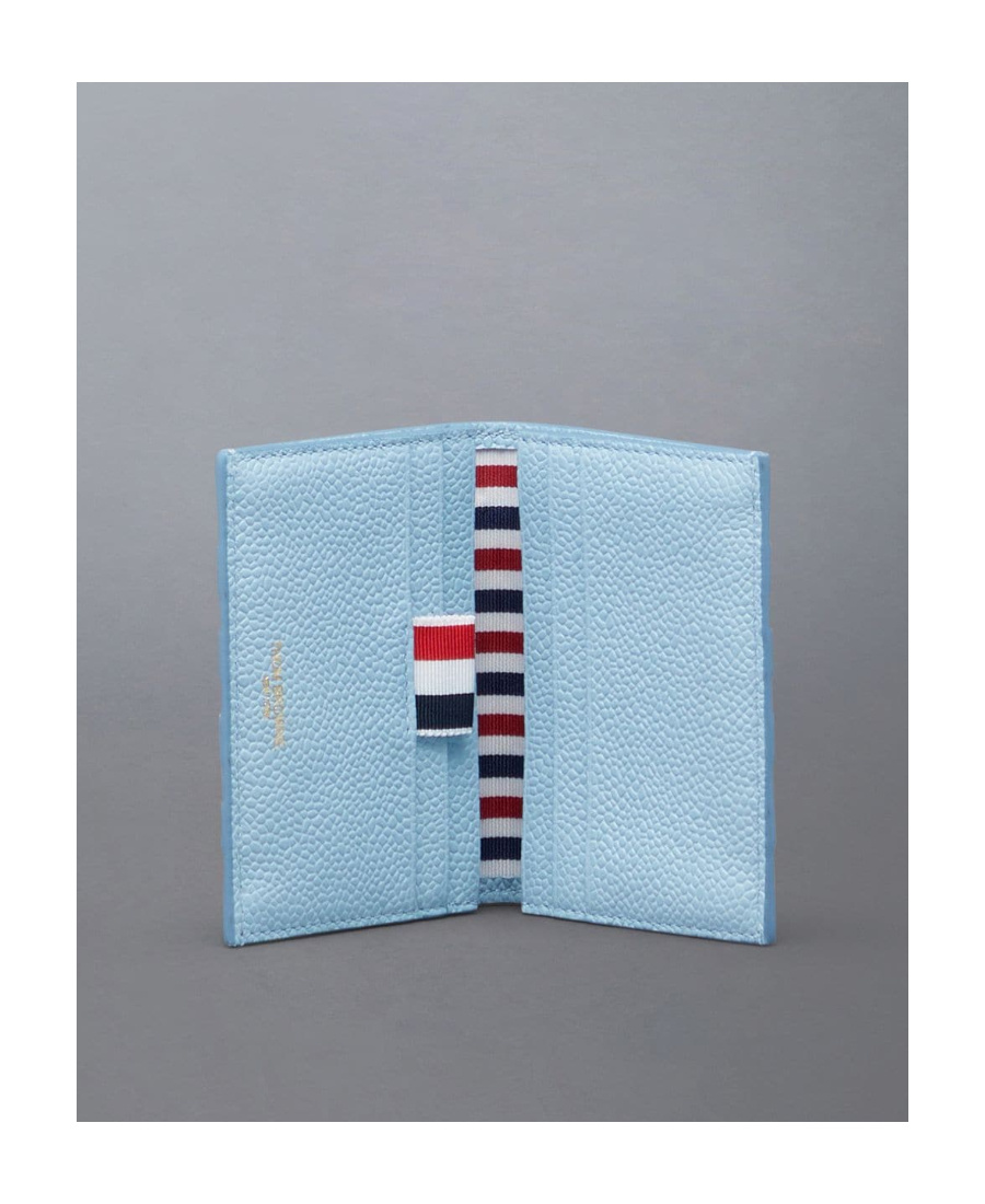 Thom Browne 4-bar Tripe Embellished Cardholder In Blue