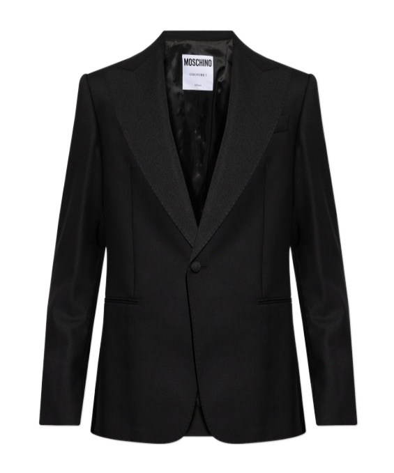 Moschino Slogan Printed Blazer In Black