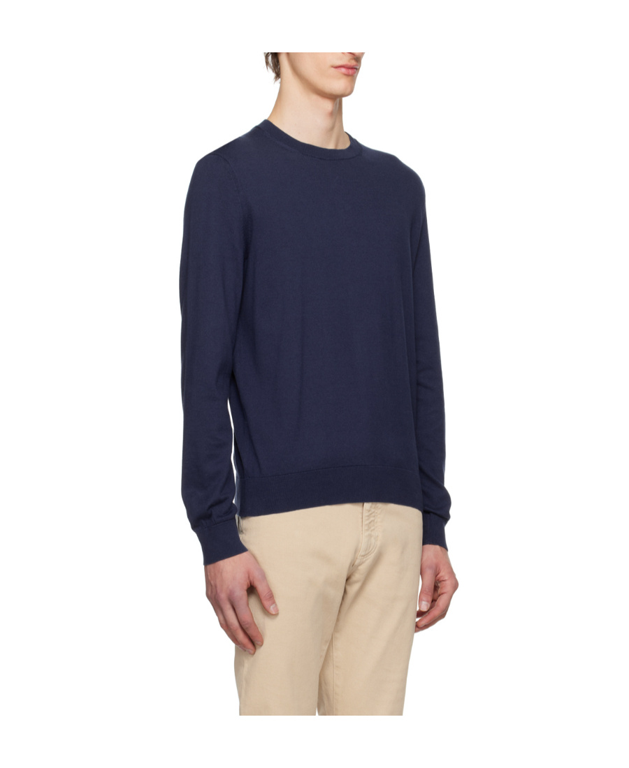 Zegna Fine-knit Cotton Jumper In Blue
