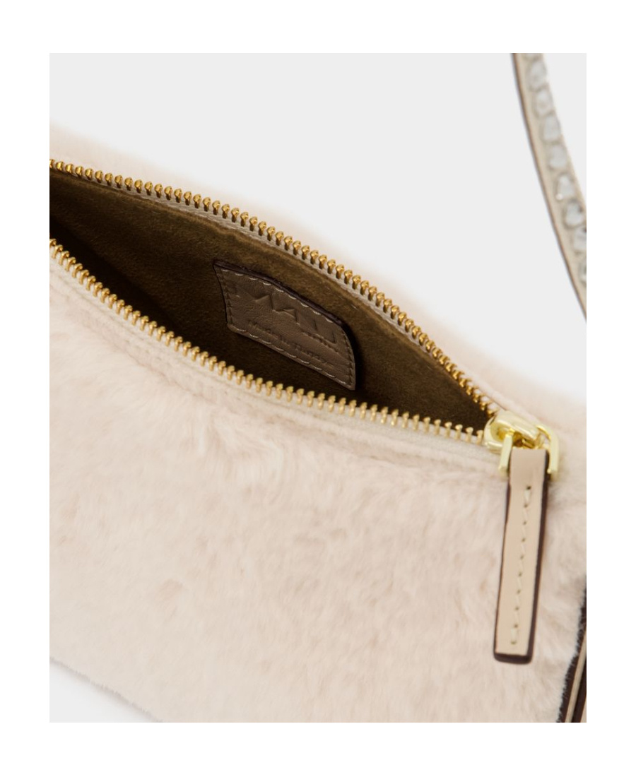 Manu Atelier Mini Artificial Fur Shoulder Bag In Nude