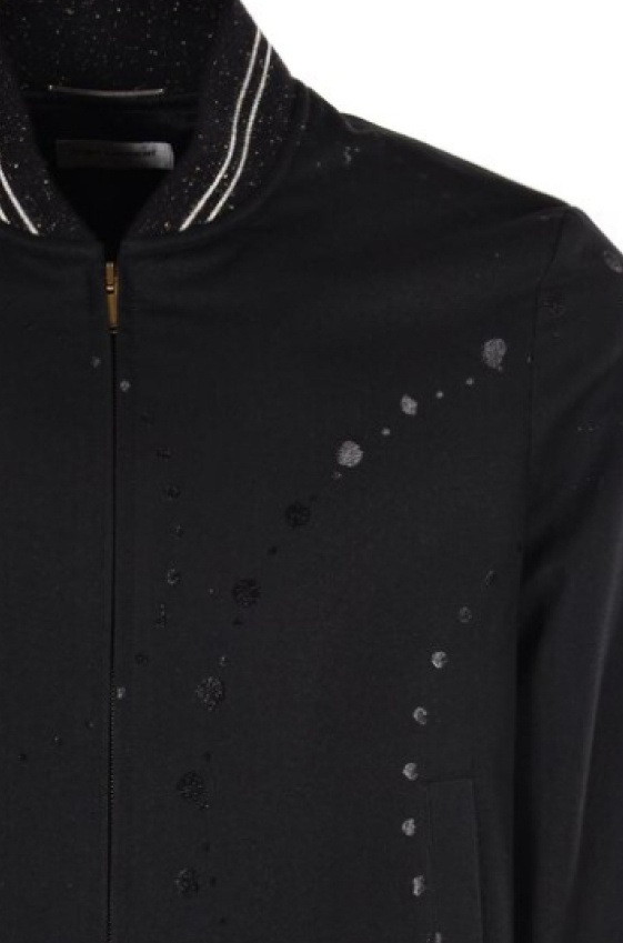 Saint Laurent Painted Baseball Casual Jacket In Black