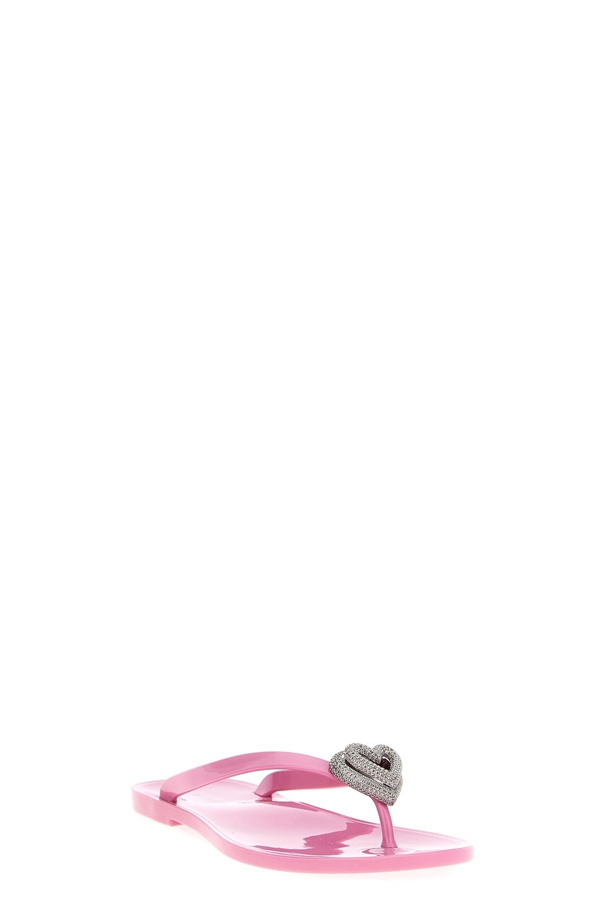 Machmach Mach Mach Double Heart Embellished Flip Flops In Pink