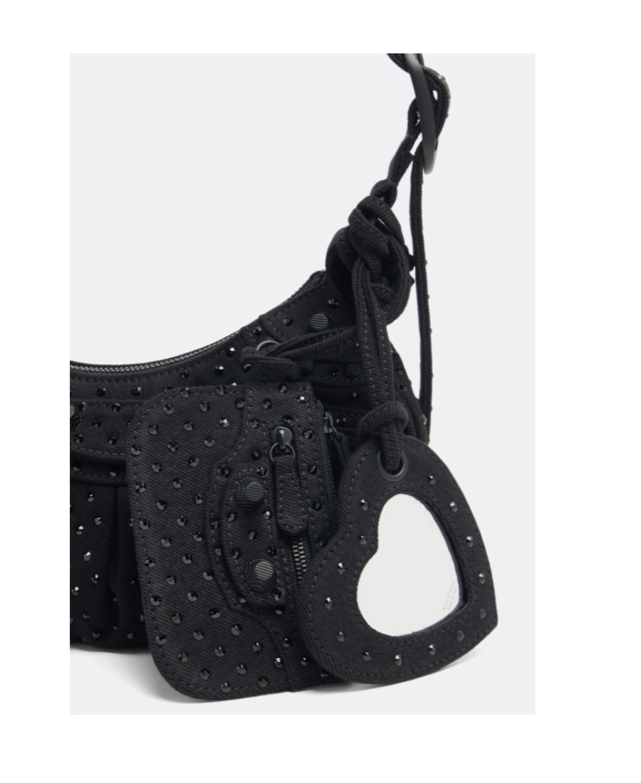 Balenciaga Green Leather Shoulder Handbag With Magnetic Closure And Metal Details In Black