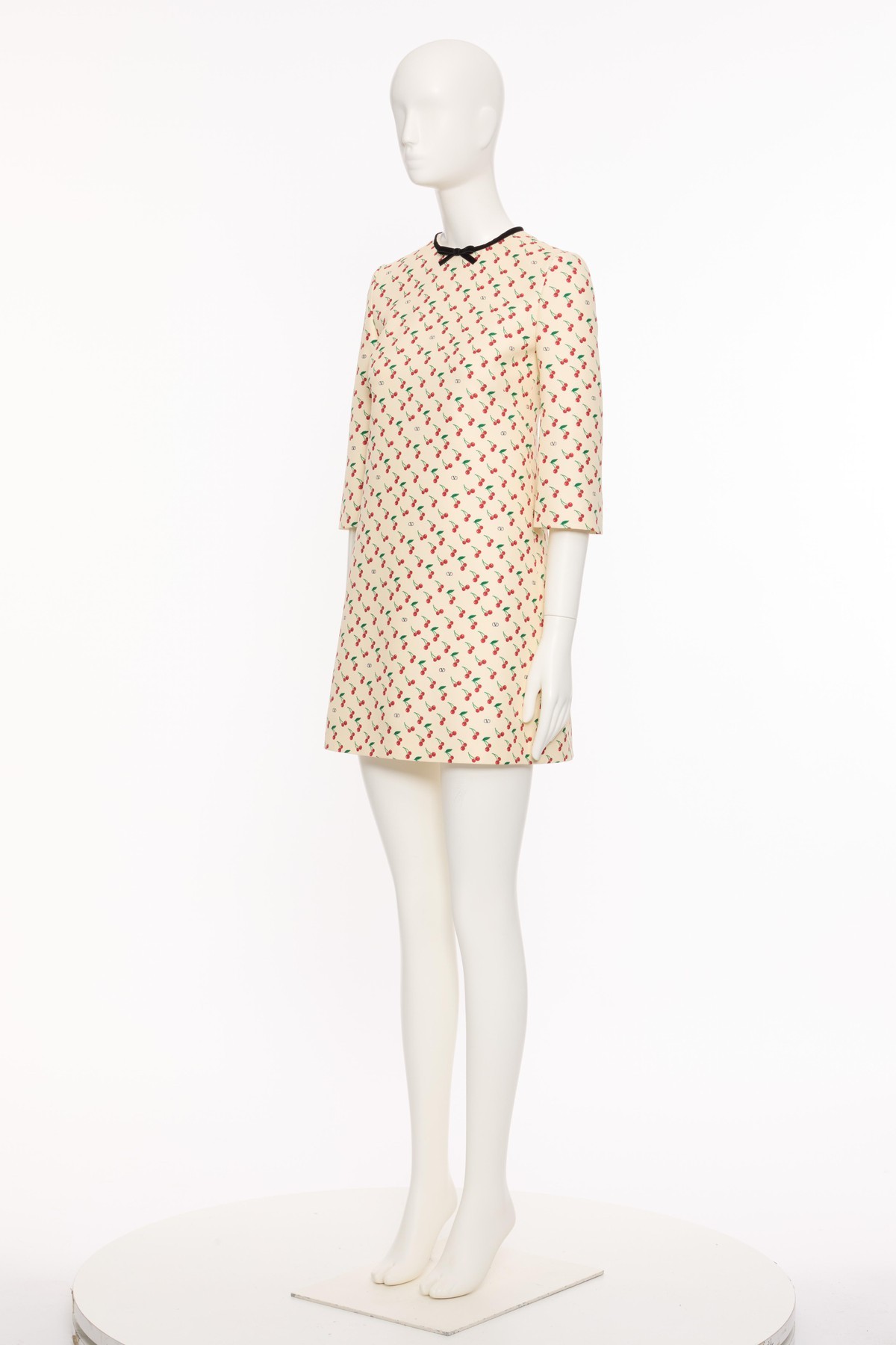 Valentino Cherry Print Crepe Couture Mini Dress