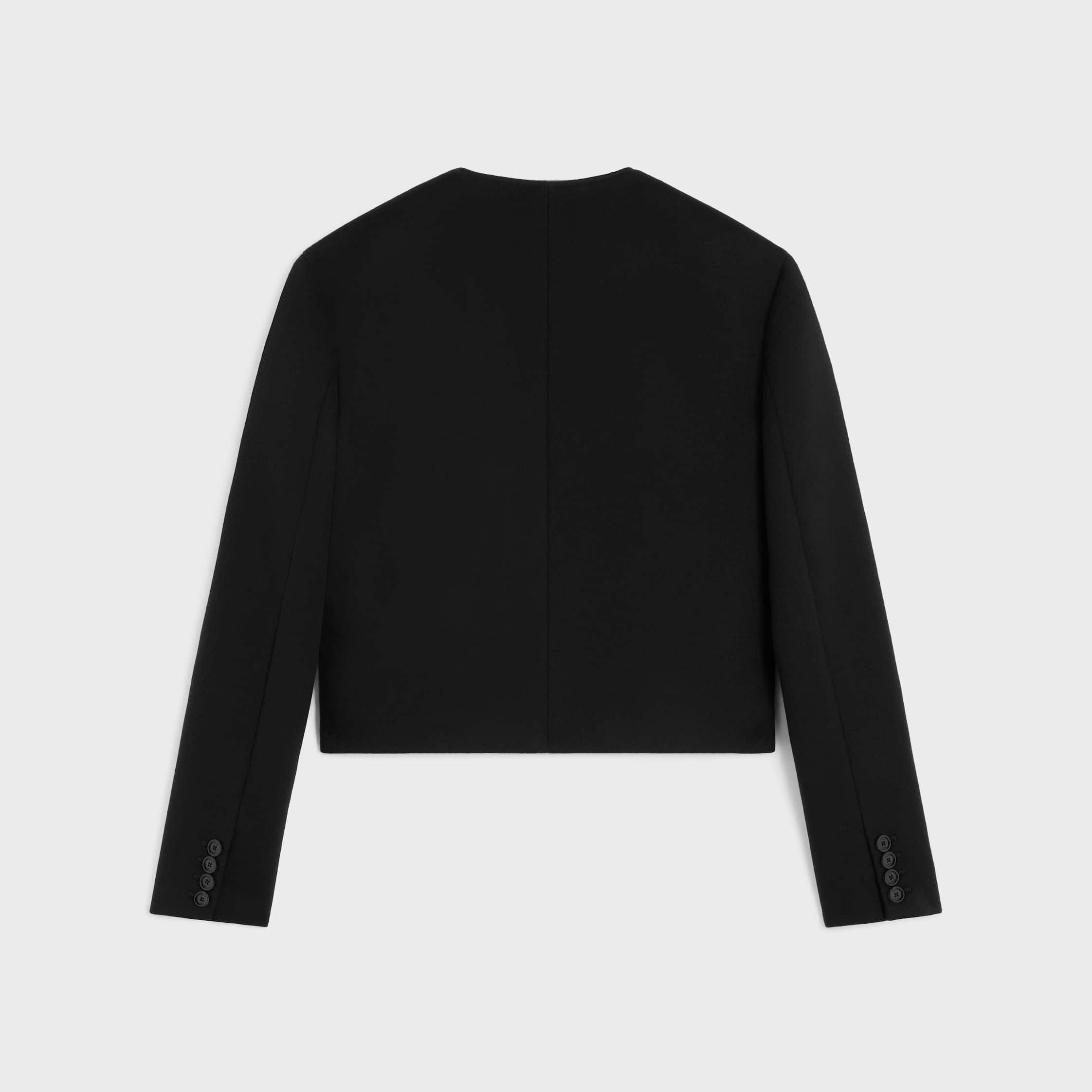 Celine Cardigan Jacket In Wool Cloth In Black