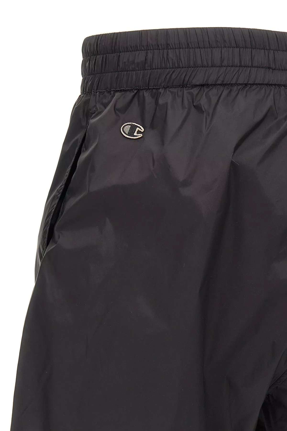 Rick Owens Champion Elastic Waistband Bermuda Shorts With Side Pockets In Black