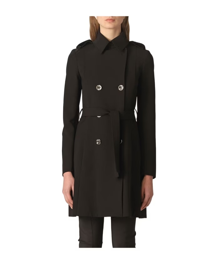 Shop Patrizia Pepe Double Breasted Trench Coat In Black