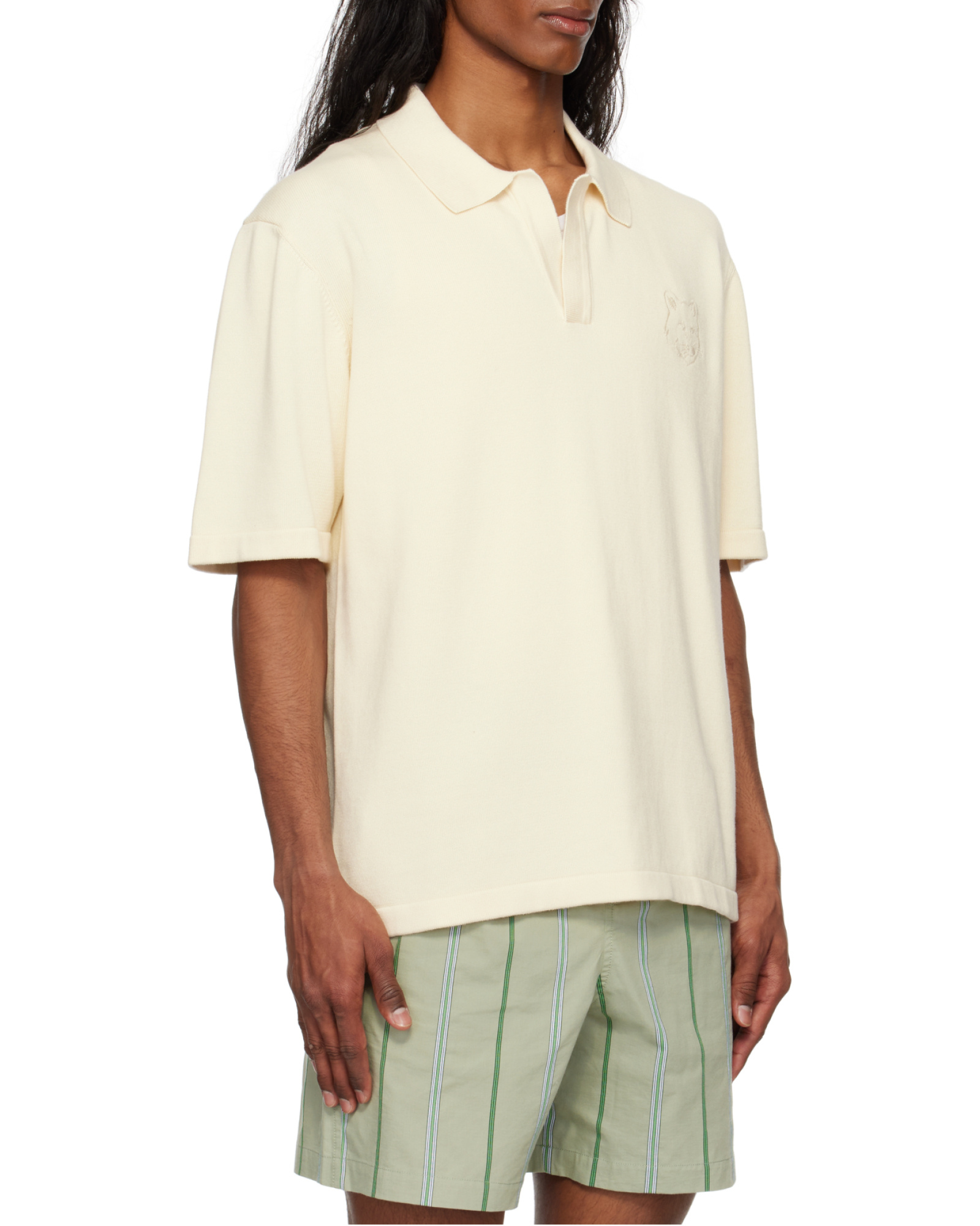 Maison Kitsuné Bold Fox Head Embroidered Knitted Polo