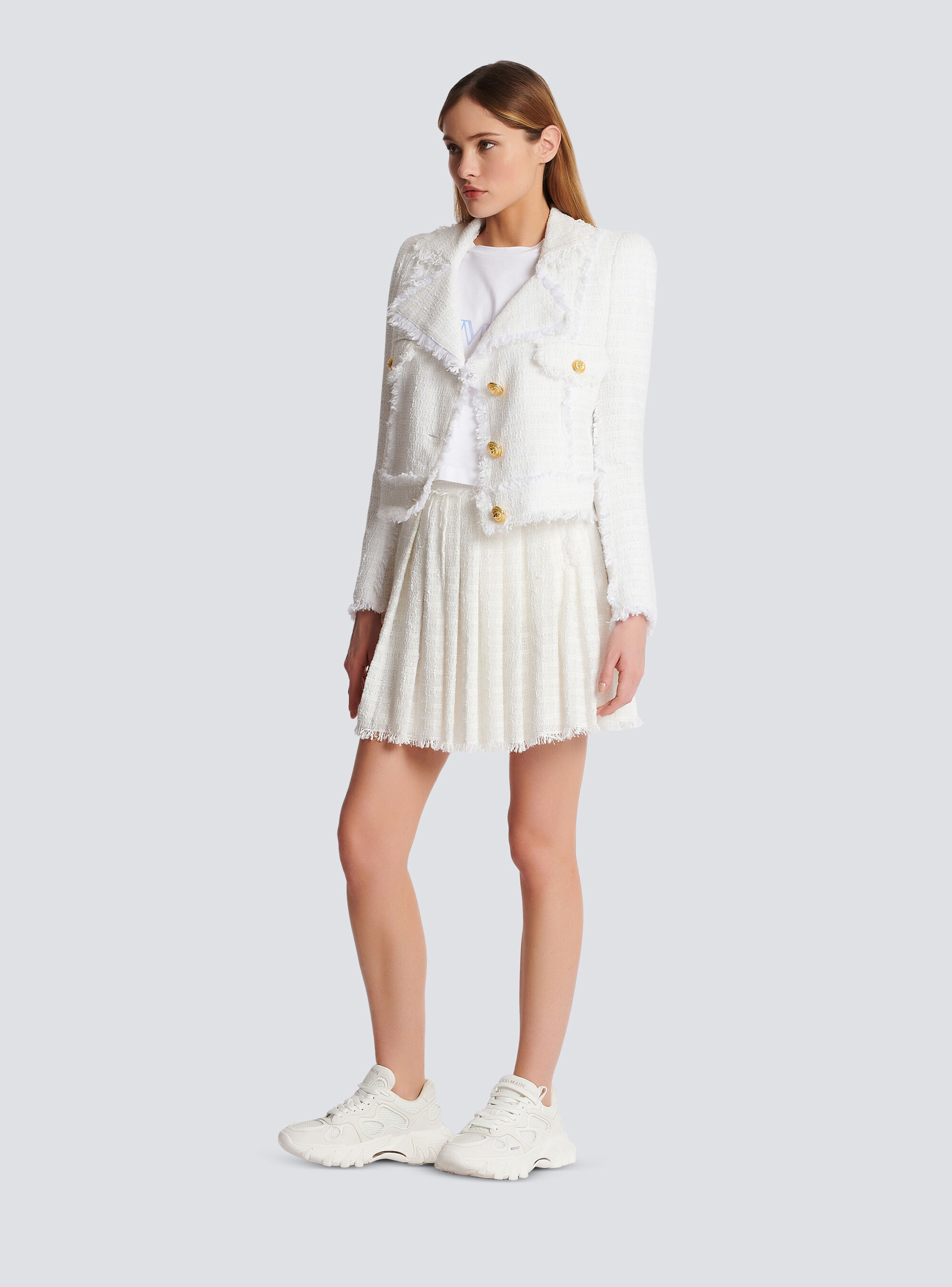 Balmain Knitted Mini Skirt In White