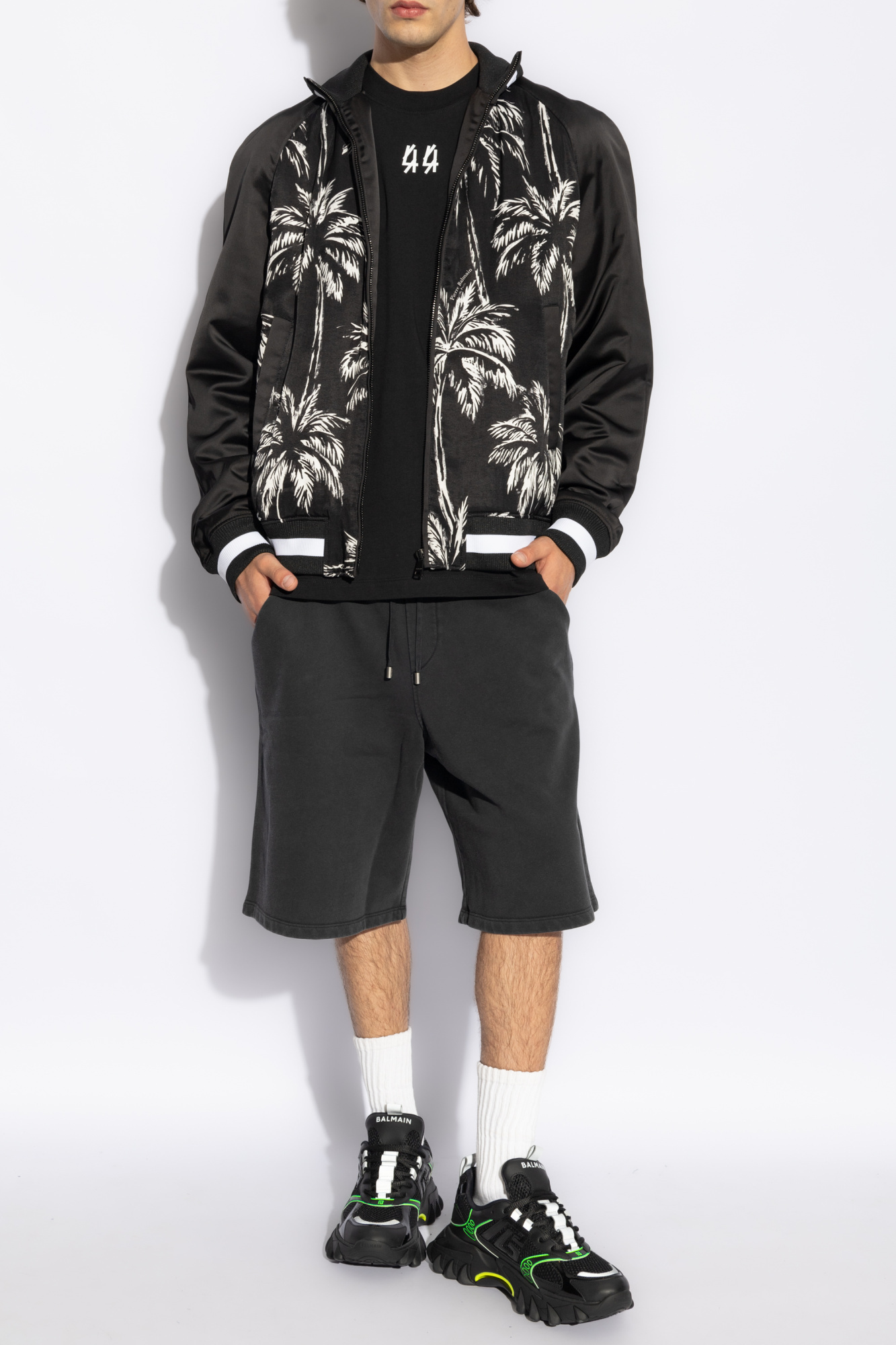 Shop Balmain Logo-embroidered Track Shorts In Black