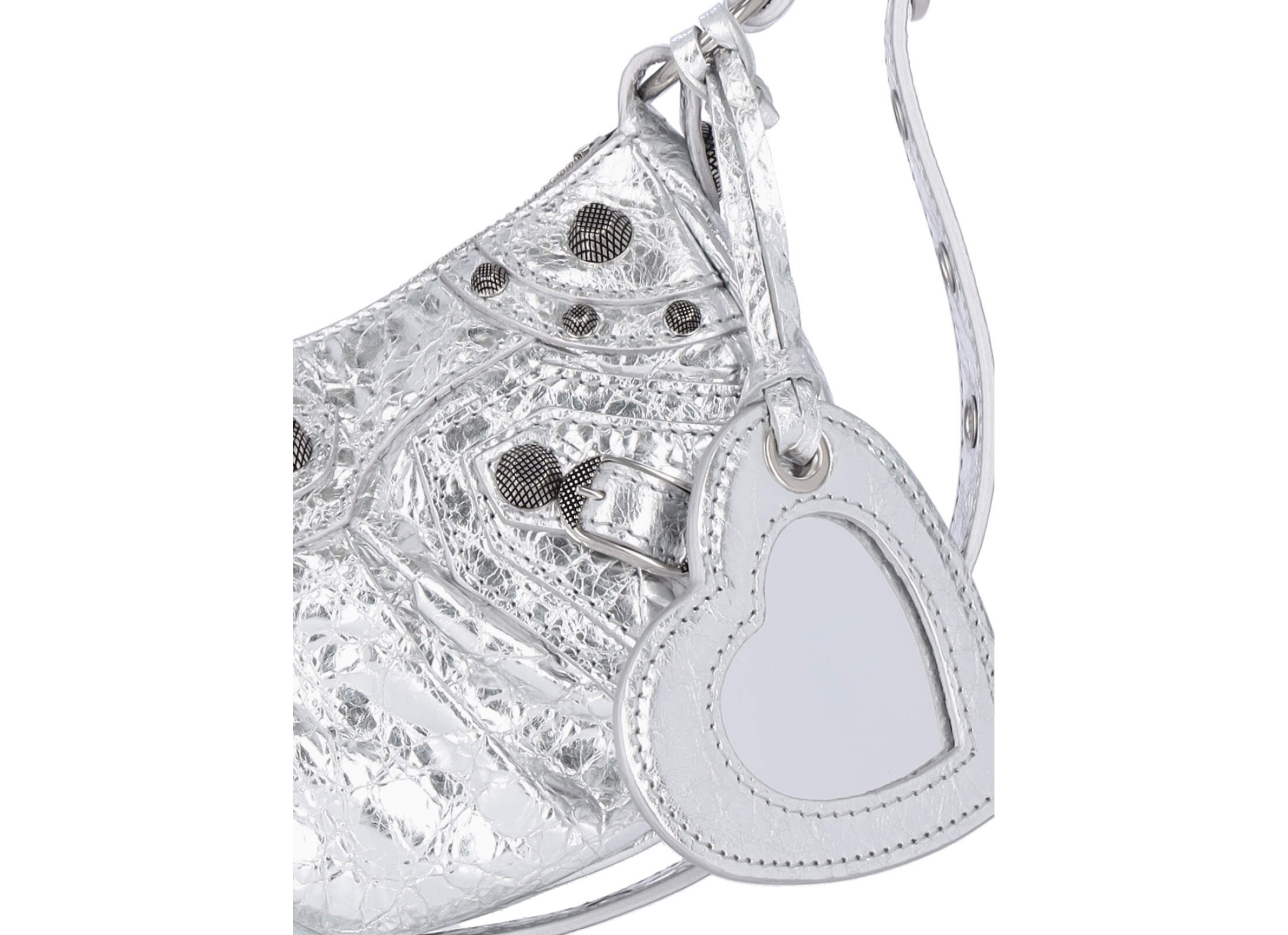 Balenciaga Green Leather Shoulder Handbag With Magnetic Closure And Metal Details In White