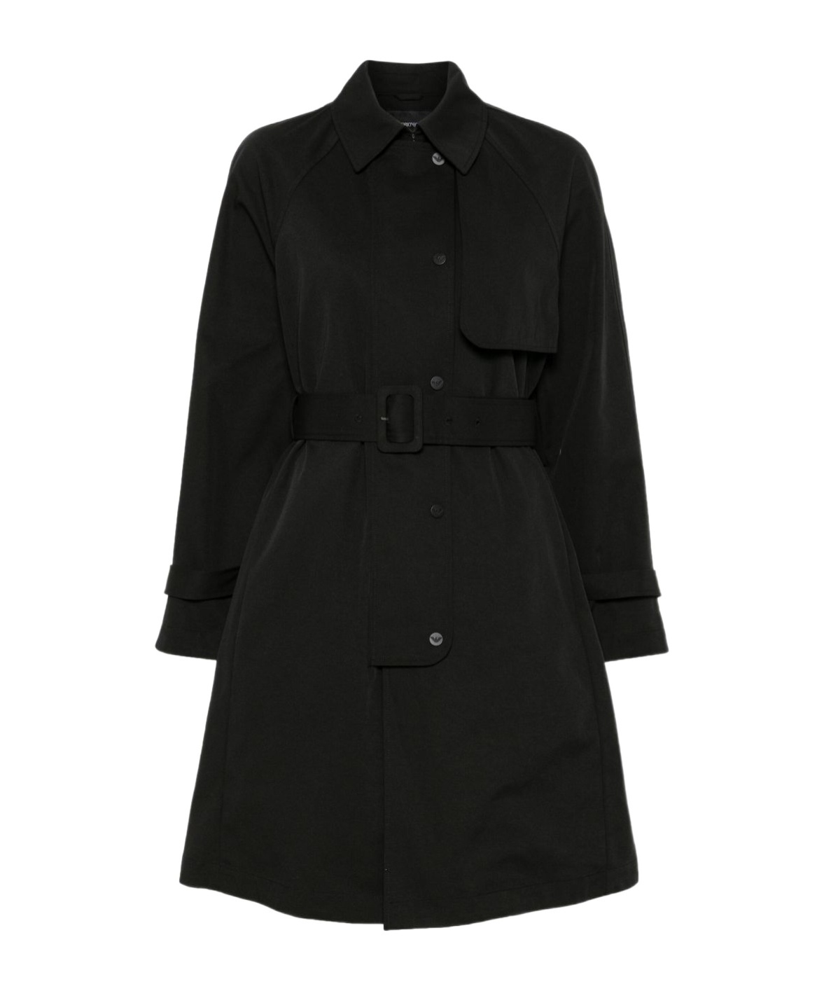 Shop Emporio Armani Twill Trench Coat In Black