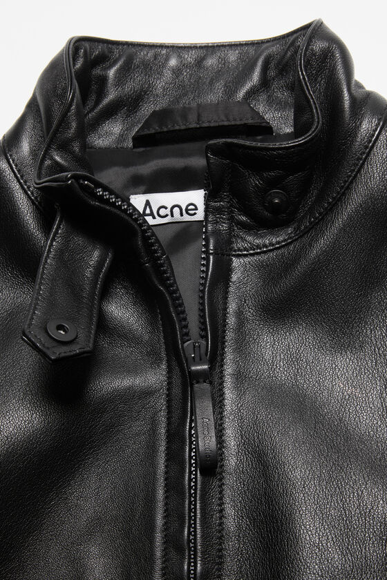 Acne Studios Logo-embossed Leather Jacket In Black