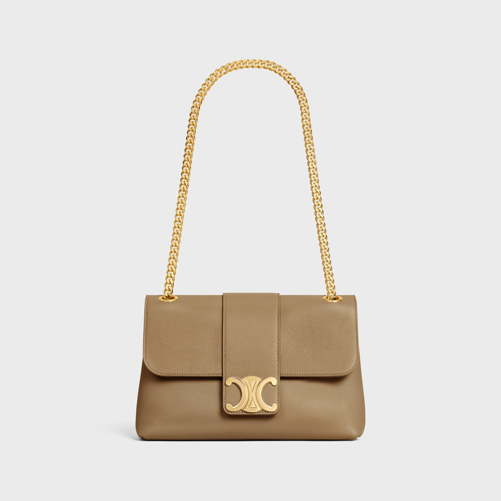 Celine Medium  Victoire Bag In Supple Grained Calfskin In Brown