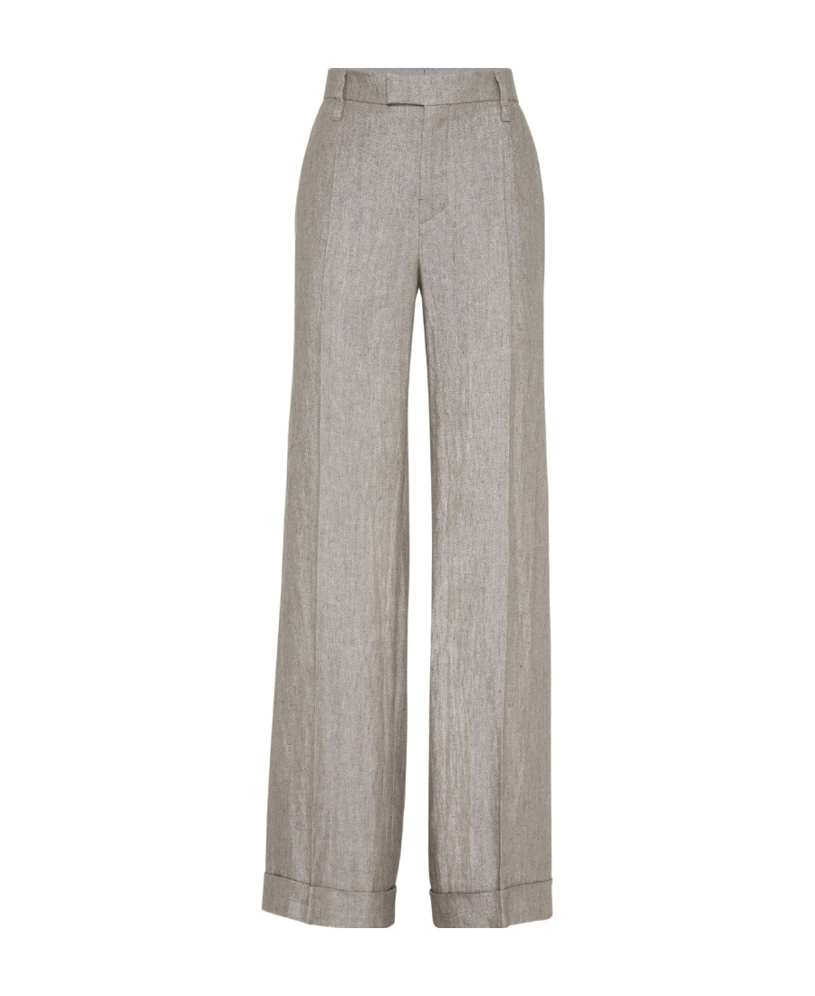 Brunello Cucinelli Pressed-crease Wide-leg Trousers In Gray