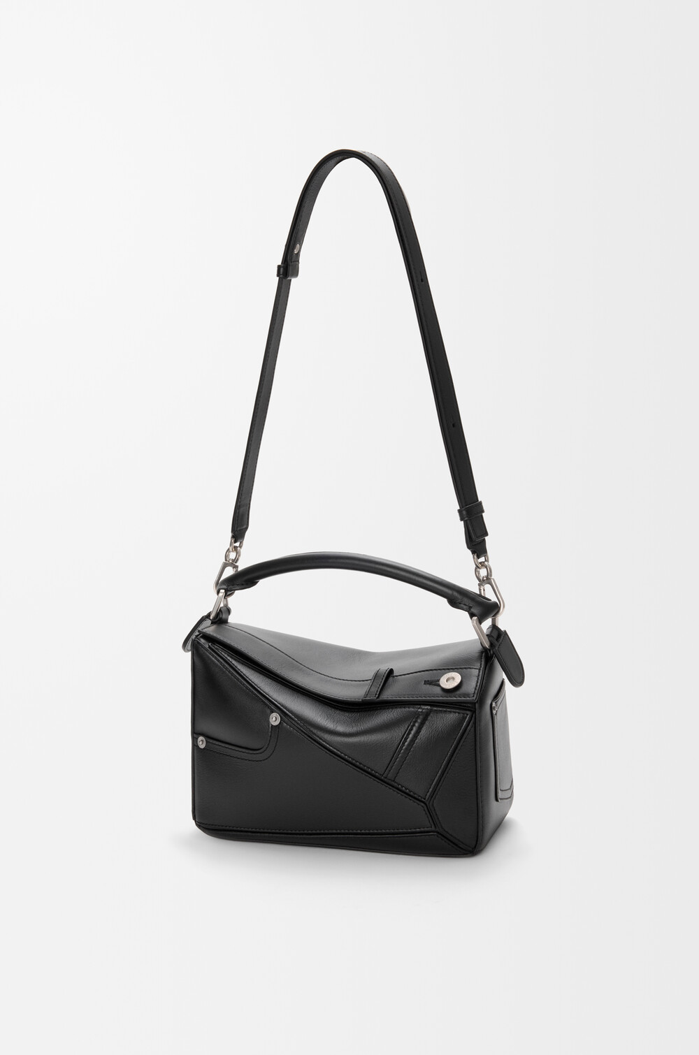 Loewe Panta Small Puzzle Bag In Shiny Calfskin In Black