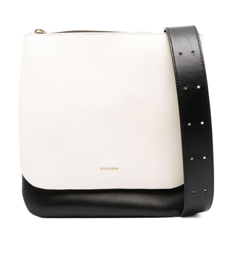 Jil Sander Foil-print Two-tone Shoulder Bag In White