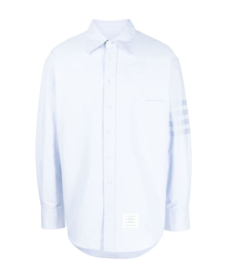 THOM BROWNE THOM BROWNE STRIPED COLLARED BUTTON-UP SHIRT