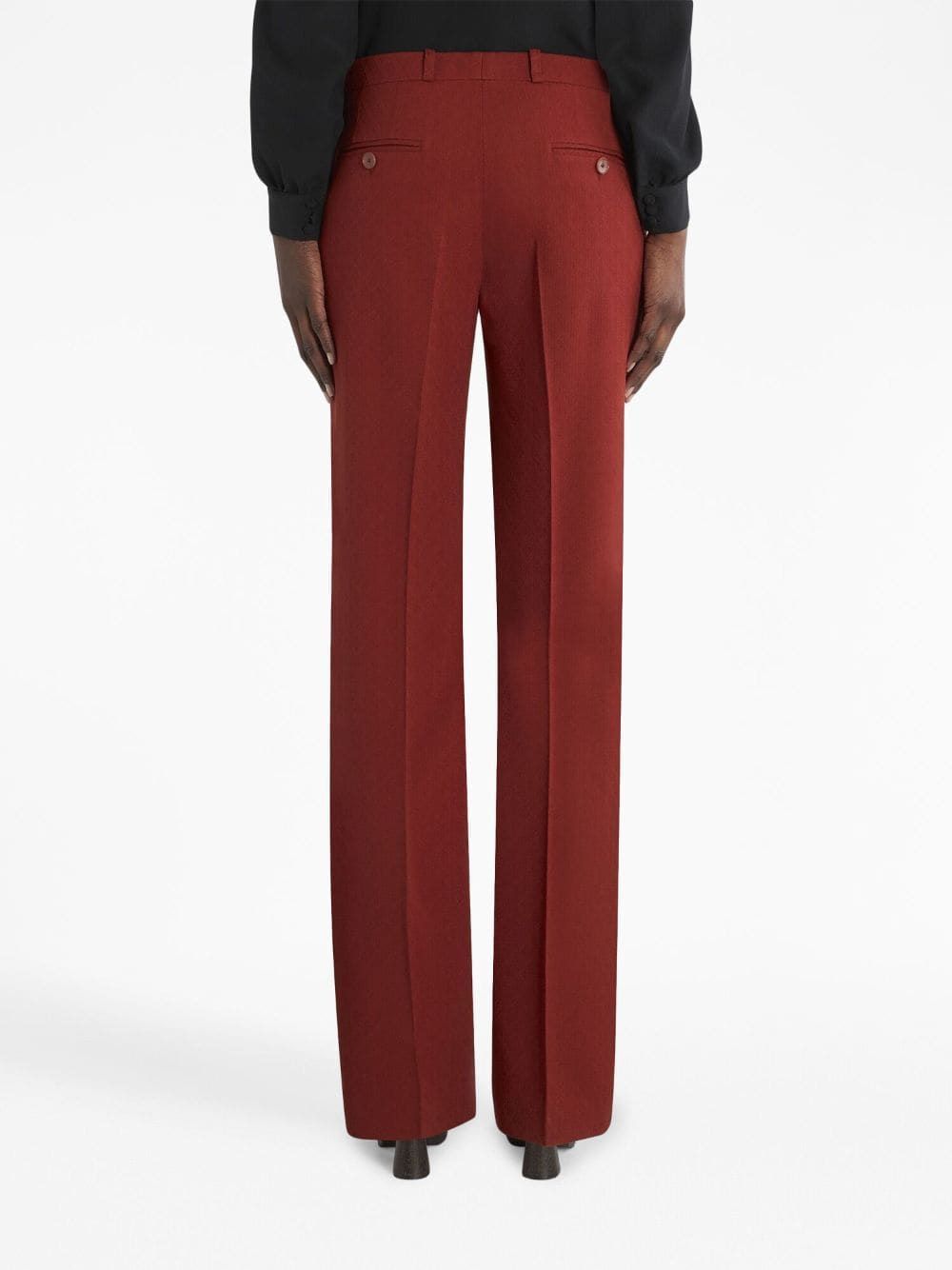 Shop Etro Wool Jacquard Trousers In Red