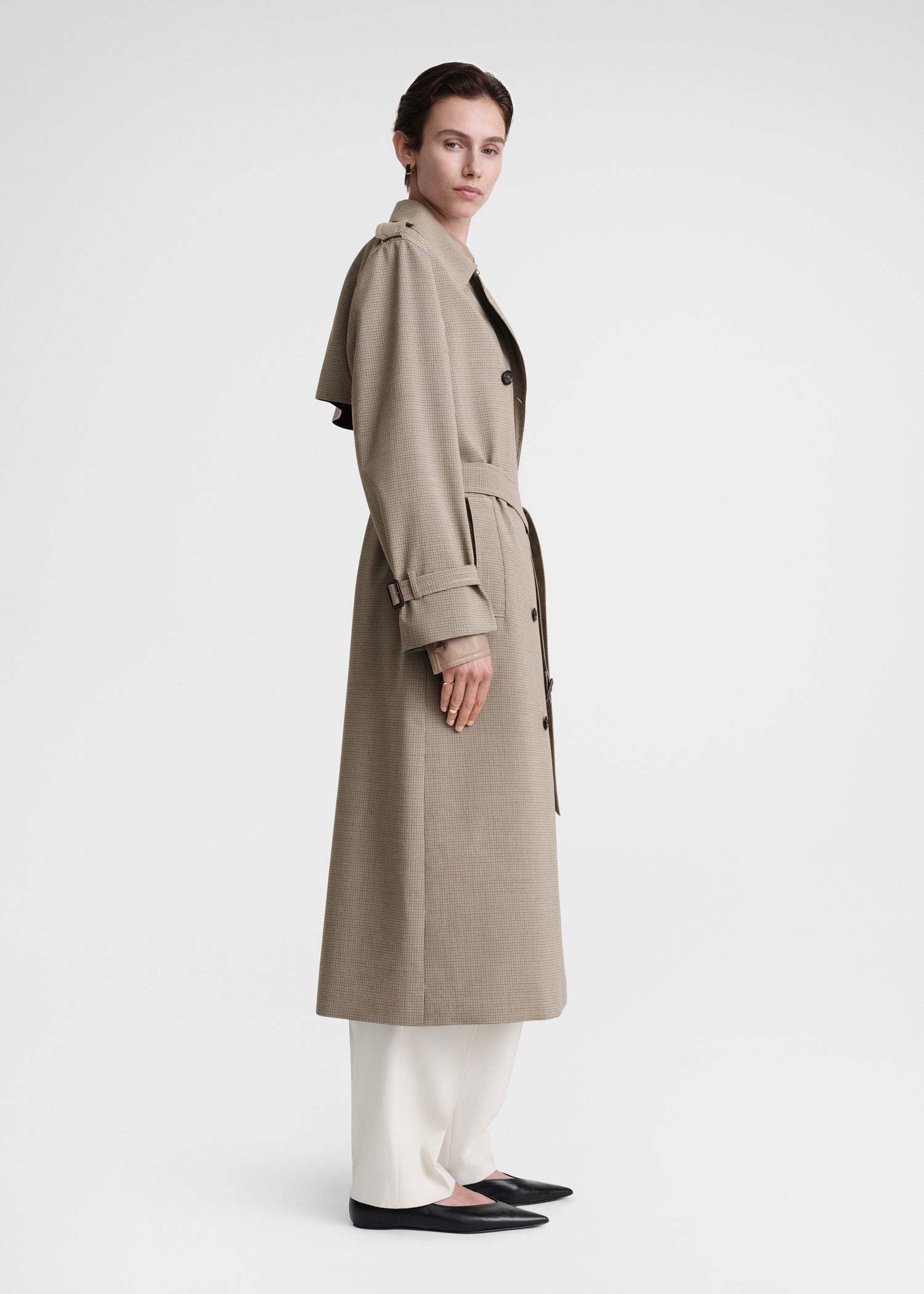 Totême Double-breasted Trench Coat In Gray