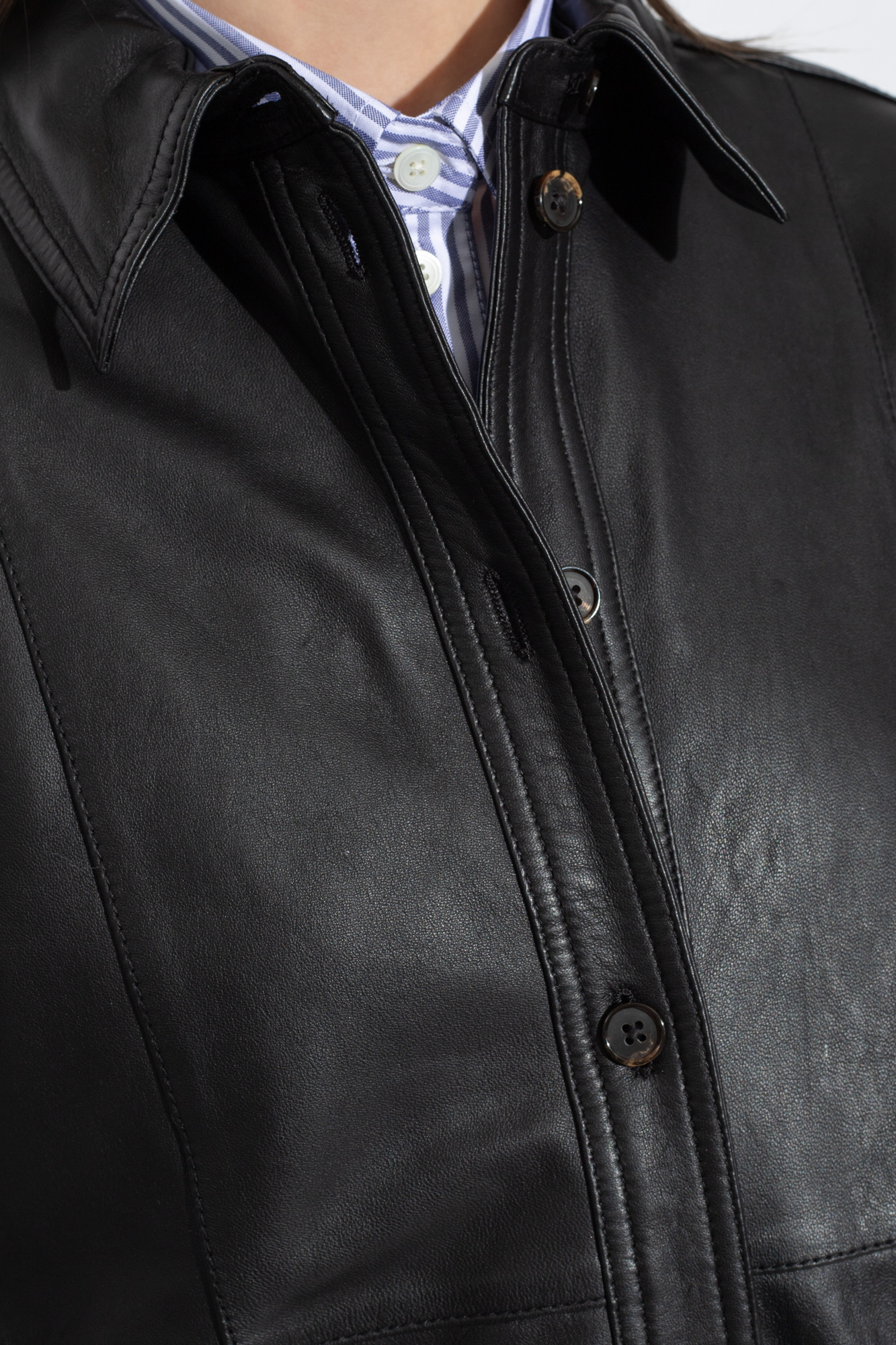 Totême Panelled Leather Shirt In Black