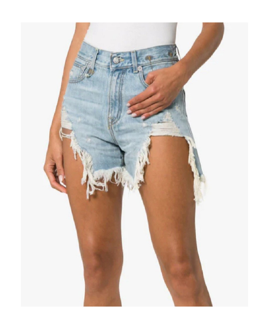 R13 High Waist Denim Shorts In Blue