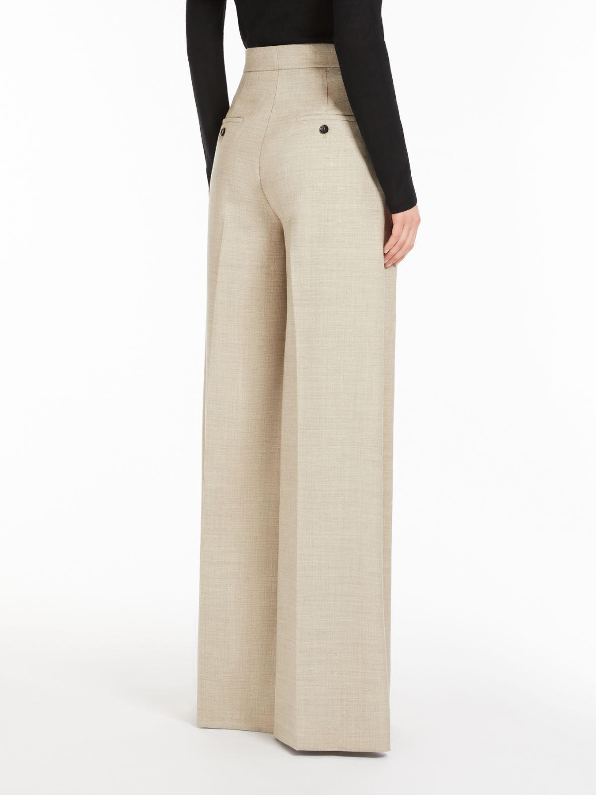 Max Mara Mixed Wool Trousers In Nude