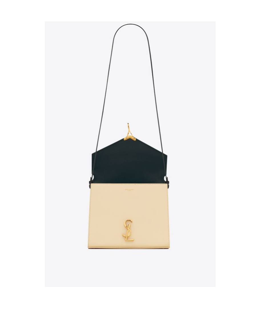 Saint Laurent Cassandra Two-tone Tote Bag In Nude