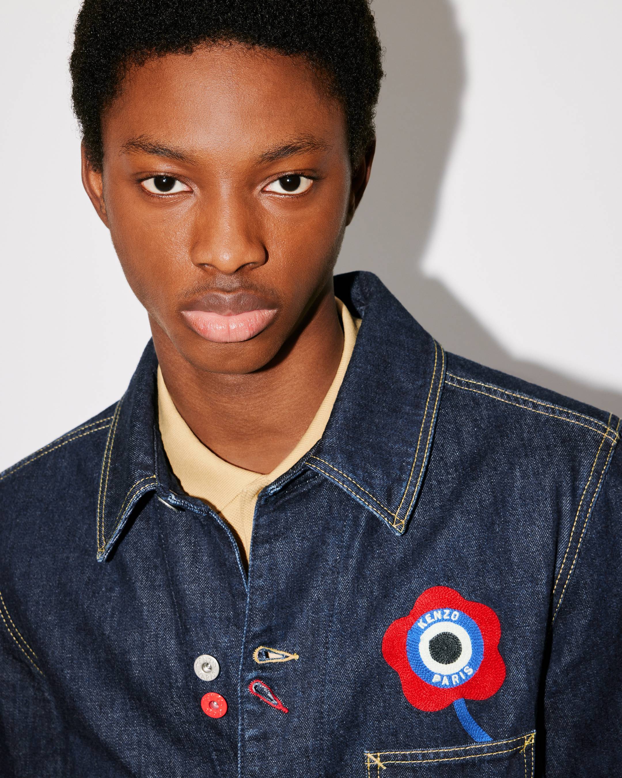 Shop Kenzo ' Target' Denim Workwear Jacket In Blue