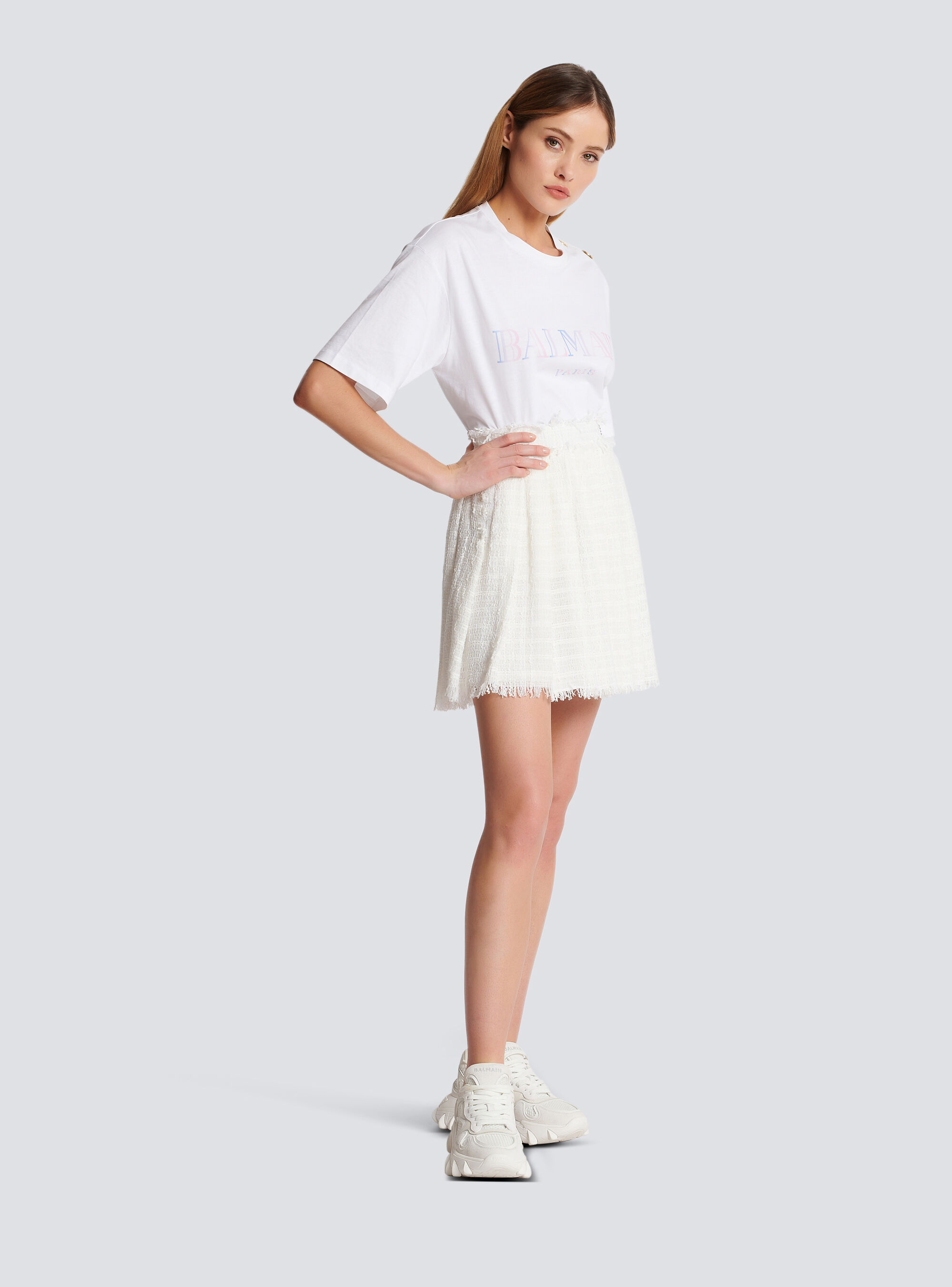 Balmain Knitted Mini Skirt In White
