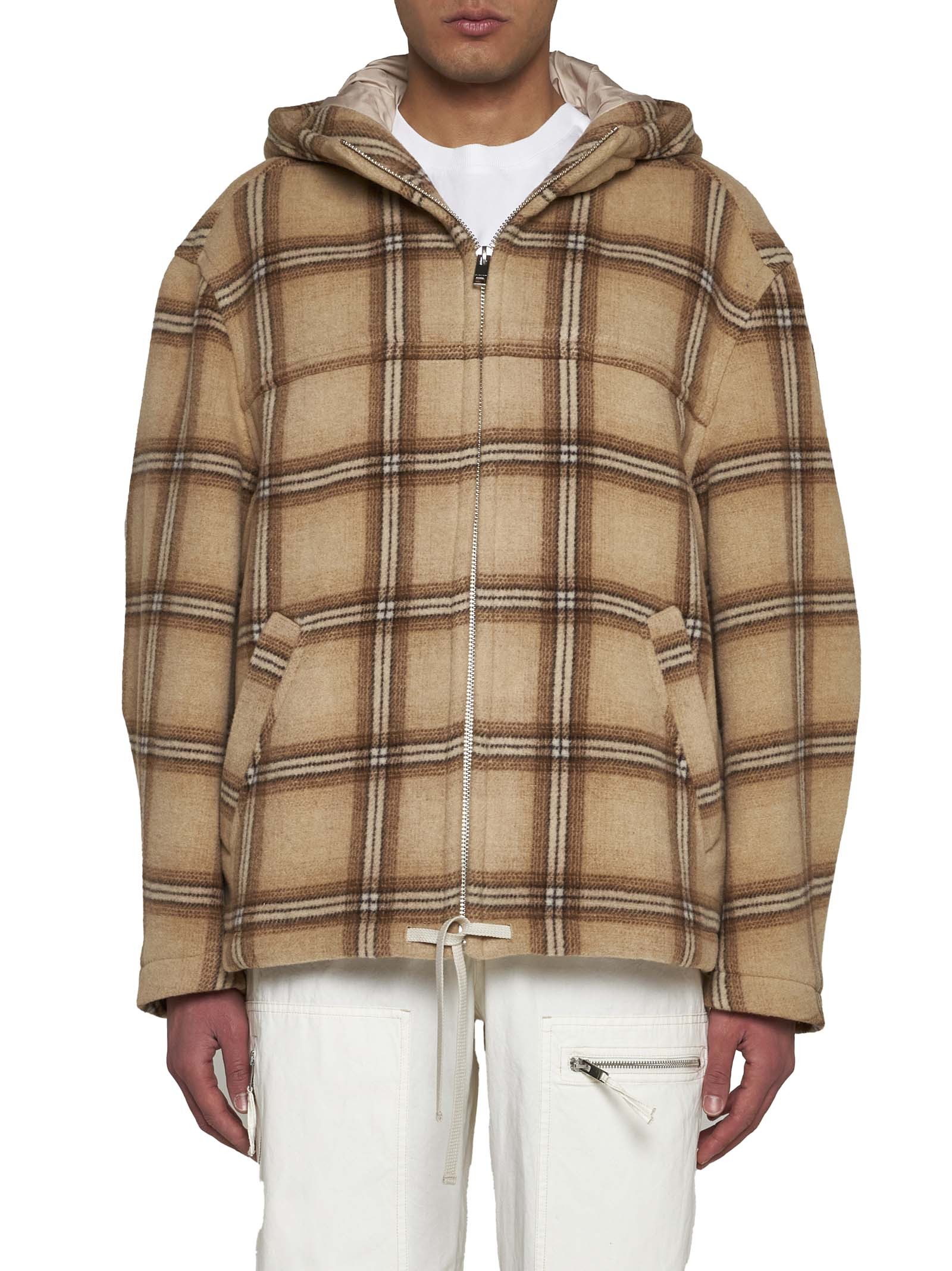 Isabel Marant Checked Hooded Drawstring-trim Jacket In Brown