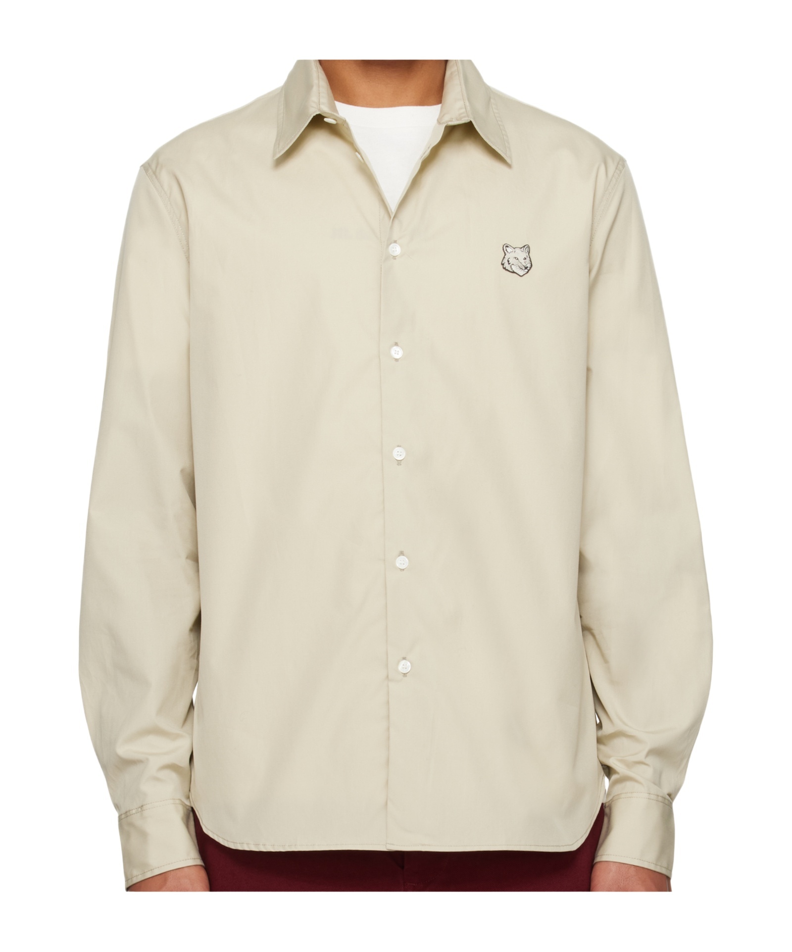 Maison Kitsuné Long-sleeved Shirt In Brown